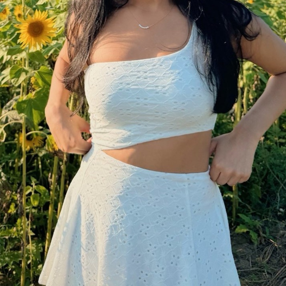 One Shoulder Mini Dress with Midriff Cutout S